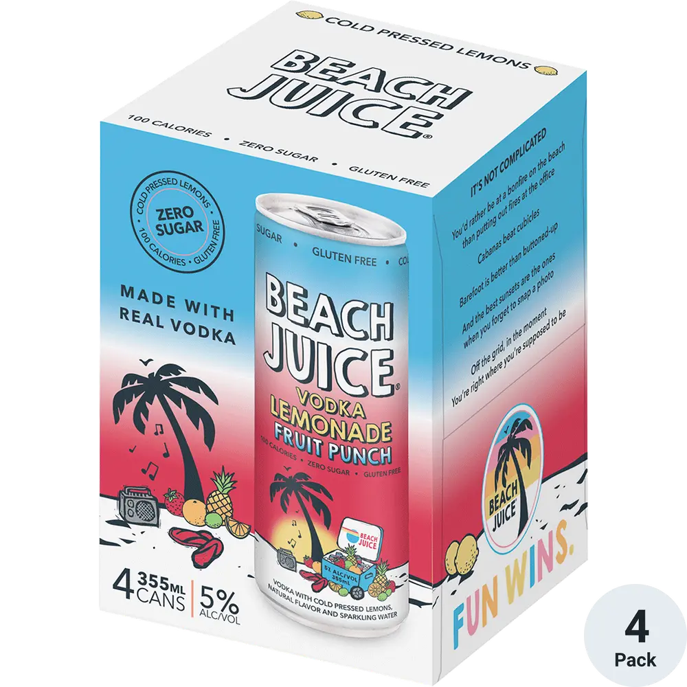 Beach Juice Vodka Fruit Punch Cocktails 4pk Cans